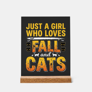 Herbst Katzen Mädchen Halloween Design_1 Acrylschild