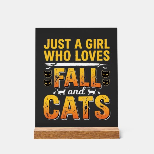 Herbst Katzen Mädchen Halloween Design_1 Acrylschild (Vorderseite)