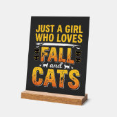 Herbst Katzen Mädchen Halloween Design_1 Acrylschild (Winkel)