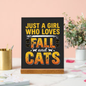 Herbst Katzen Mädchen Halloween Design_1 Acrylschild (Hochzeit)