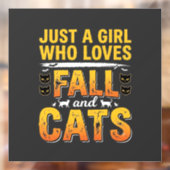 Herbst Katzen Mädchen Halloween Design_1 Fensteraufkleber (Blatt 2)