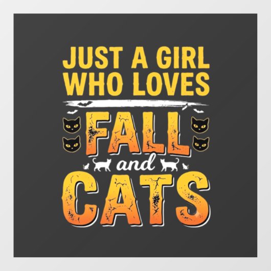 Herbst Katzen Mädchen Halloween Design_1 Fensteraufkleber (Blatt)
