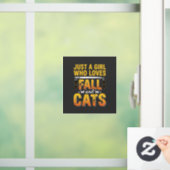 Herbst Katzen Mädchen Halloween Design_1 Fensteraufkleber (Zuhause)