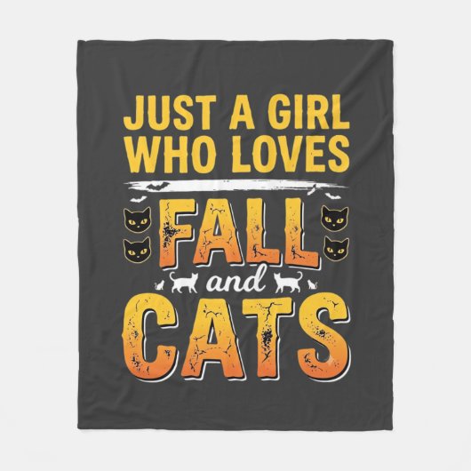 Herbst Katzen Mädchen Halloween Design_1 Fleecedecke (Vorderseite)