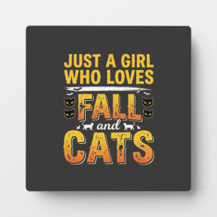 Herbst Katzen Mädchen Halloween Design_1 Fotoplatte