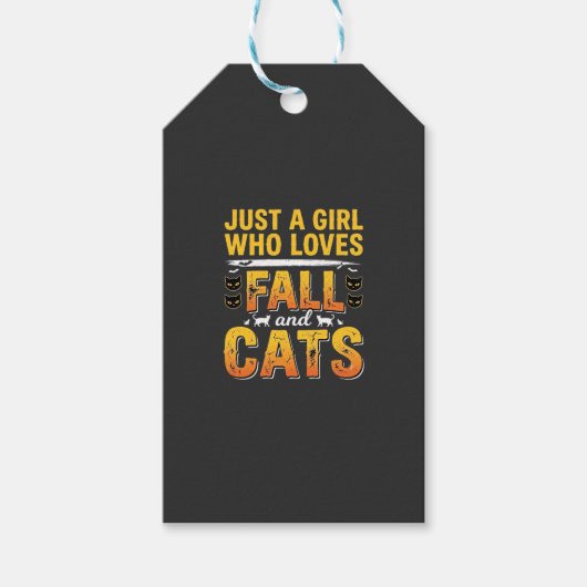 Herbst Katzen Mädchen Halloween Design_1 Geschenkanhänger (Vorderseite)