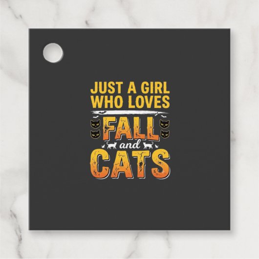 Herbst Katzen Mädchen Halloween Design_1 Geschenkanhänger (Vorderseite)