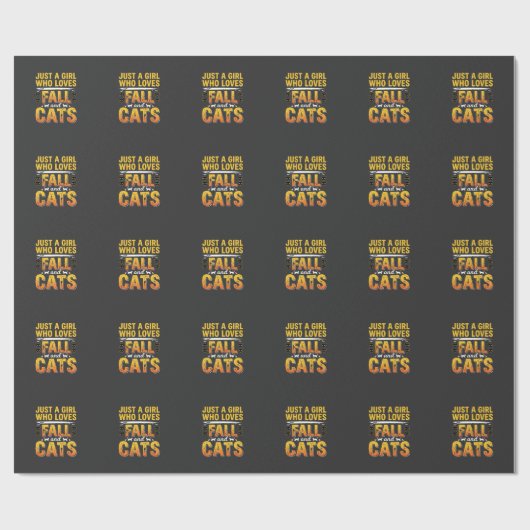 Herbst Katzen Mädchen Halloween Design_1 Geschenkpapier (Flach)
