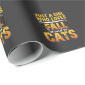 Herbst Katzen Mädchen Halloween Design_1 Geschenkpapier (Rolleneckpunkt)