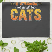 Herbst Katzen Mädchen Halloween Design_1 Geschirrtuch (Gefaltet)