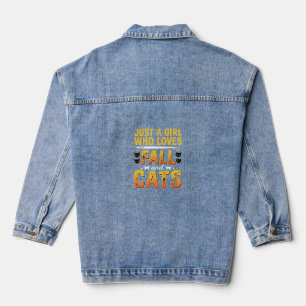 Herbst Katzen Mädchen Halloween Design_1 Jeansjacke