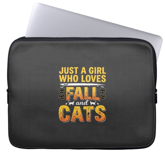 Herbst Katzen Mädchen Halloween Design_1 Laptopschutzhülle (Vorderseite)
