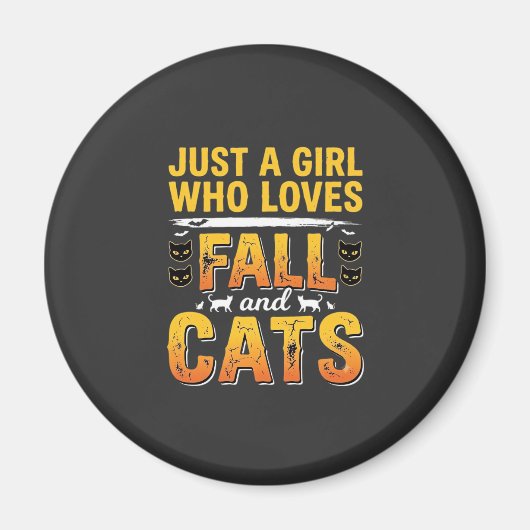 Herbst Katzen Mädchen Halloween Design_1 Magnet (Vorne)