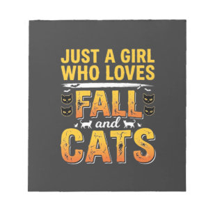 Herbst Katzen Mädchen Halloween Design_1 Notizblock