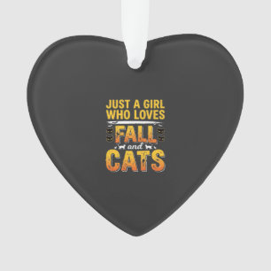 Herbst Katzen Mädchen Halloween Design_1 Ornament