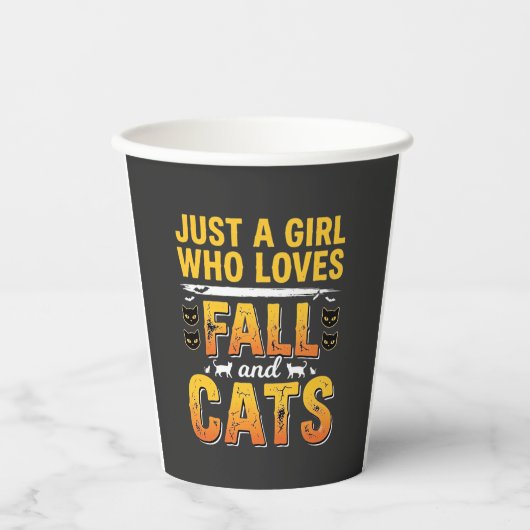 Herbst Katzen Mädchen Halloween Design_1 Pappbecher (Vorderseite)