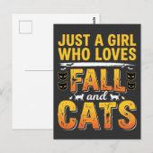 Herbst Katzen Mädchen Halloween Design_1 Postkarte (Vorne/Hinten)