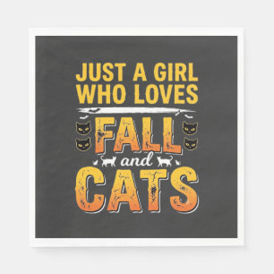 Herbst Katzen Mädchen Halloween Design_1 Serviette