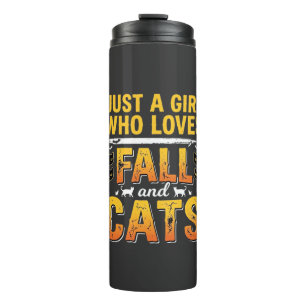 Herbst Katzen Mädchen Halloween Design_1 Thermosbecher