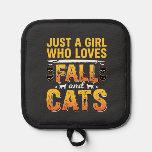 Herbst Katzen Mädchen Halloween Design_1 Topflappen (Vorderseite)