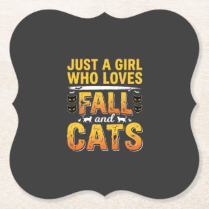 Herbst Katzen Mädchen Halloween Design_1 Untersetzer