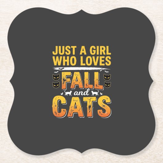 Herbst Katzen Mädchen Halloween Design_1 Untersetzer (Vorderseite)