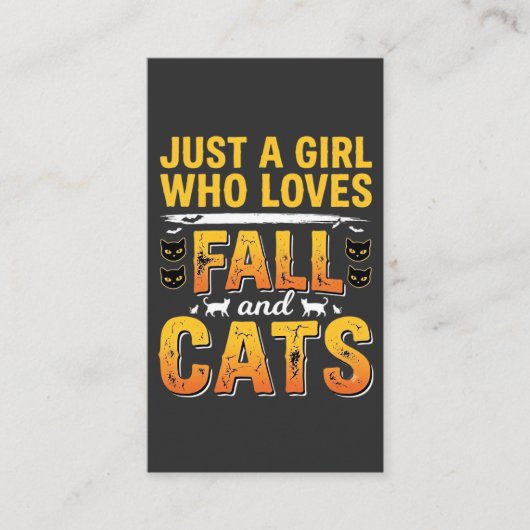Herbst Katzen Mädchen Halloween Design_1 Visitenkarte (Vorderseite)
