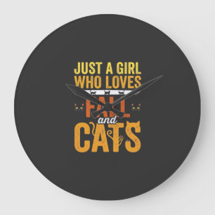 Herbst Katzen Mädchen Liebhaber Halloween Design Große Wanduhr