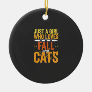 Herbst Katzen Mädchen Liebhaber Halloween Design Keramik Ornament