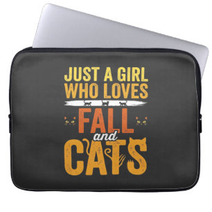 Herbst Katzen Mädchen Liebhaber Halloween Design Laptopschutzhülle