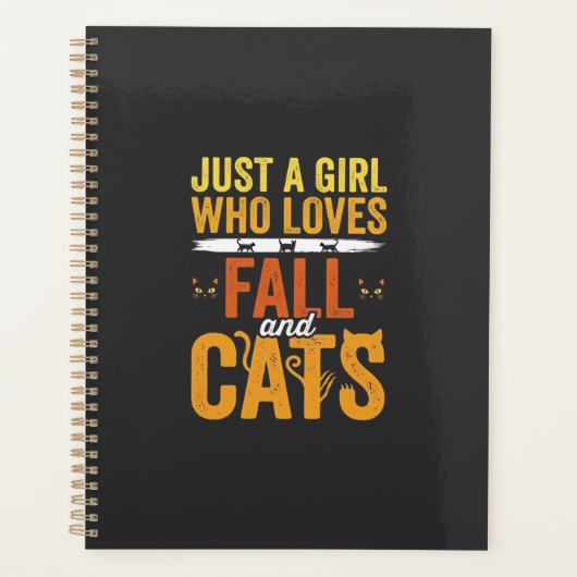 Herbst Katzen Mädchen Liebhaber Halloween Design Planer (Vorderseite)
