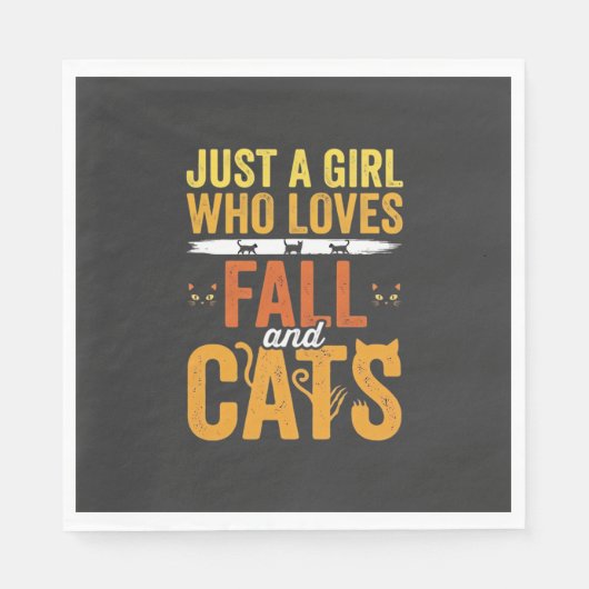 Herbst Katzen Mädchen Liebhaber Halloween Design Serviette (Vorderseite)