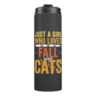 Herbst Katzen Mädchen Liebhaber Halloween Design Thermosbecher