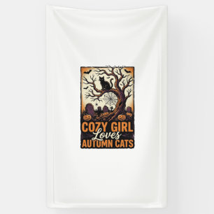Herbst-Katzenliebhaber Vintage-Halloween-Mädchen-S Banner