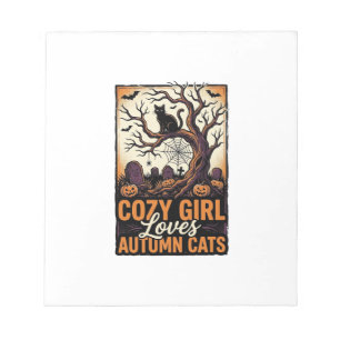 Herbst-Katzenliebhaber Vintage-Halloween-Mädchen-S Notizblock