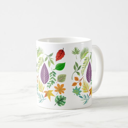 Herbst Keramik Tasse | Rustikale Blätter Kaffee Ta (VorderseiteRechts)