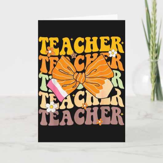 Herbst Kinder Student Coquette Bogen Bleistift Her Karte (Vorderseite)