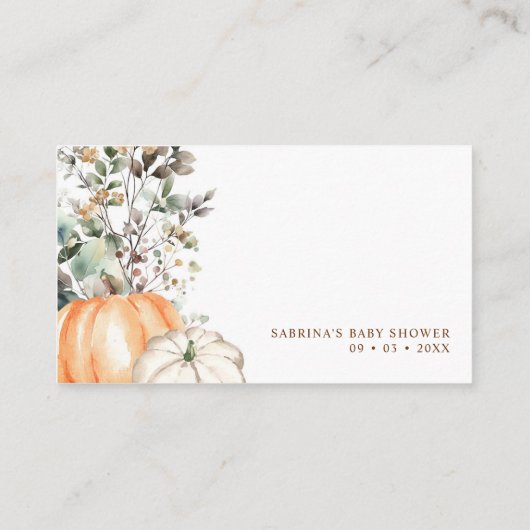 Herbst-Kinderdusche Herbst Pumpkin-Windeln Begleitkarte (Rückseite)