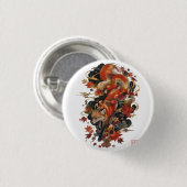 Herbst-Kitsune-Japanisches-Fuchsgeist-Design Button (Vorne & Hinten)
