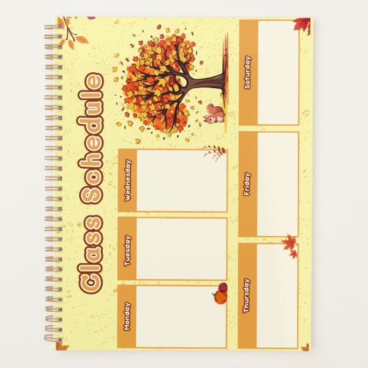 Herbst-Klassenplan mit niedlichen Herbstillustrati Planer (Vorderseite)