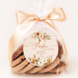 Herbst kleiner Kürbis rustikale Babyparty Runder Aufkleber