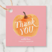 Herbst Kleiner Kürbis zweiseitig Danke Geschenkanhänger (Vorderseite)