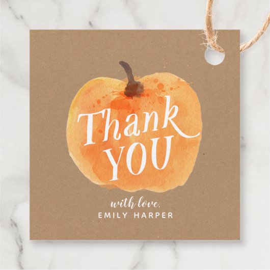 Herbst Kleiner Pumpkin 2-seitig Danke Rustic Geschenkanhänger (Rückseite)