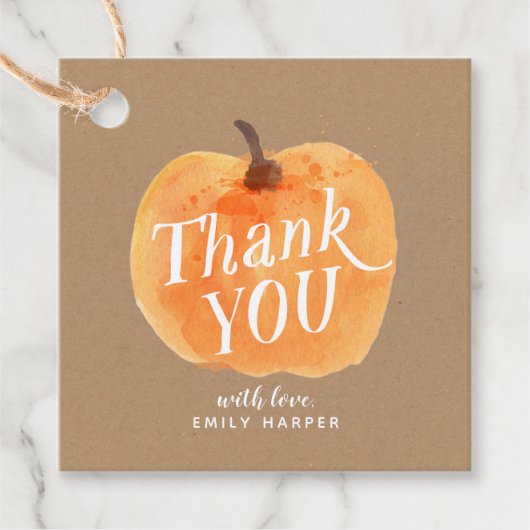 Herbst Kleiner Pumpkin 2-seitig Danke Rustic Geschenkanhänger (Vorderseite)