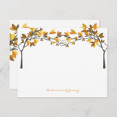 Herbst Knotted Liebe Trees Wedding Vielen Dank Dankeskarte (Vorne/Hinten)