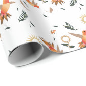 Herbst-Kolibri-Botanik-Geschenkpapier Geschenkpapier (Rolleneckpunkt)