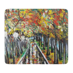 Herbst kommt - Aquarellmalerei - Kunst Schneidebrett