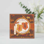 Herbst-Krawatte & Herbstleaves Zweikinderbaby-Dusc Einladung (Stehend Vorderseite)