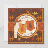 Herbst-Krawatte & Herbstleaves Zweikinderbaby-Dusc Einladung (Vorderseite)