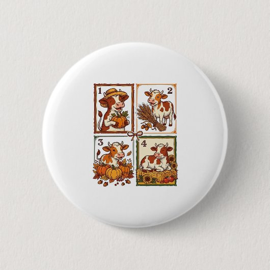 Herbst Kuh Quartett Vintage Patchwork Farmhemd Button (Vorderseite)